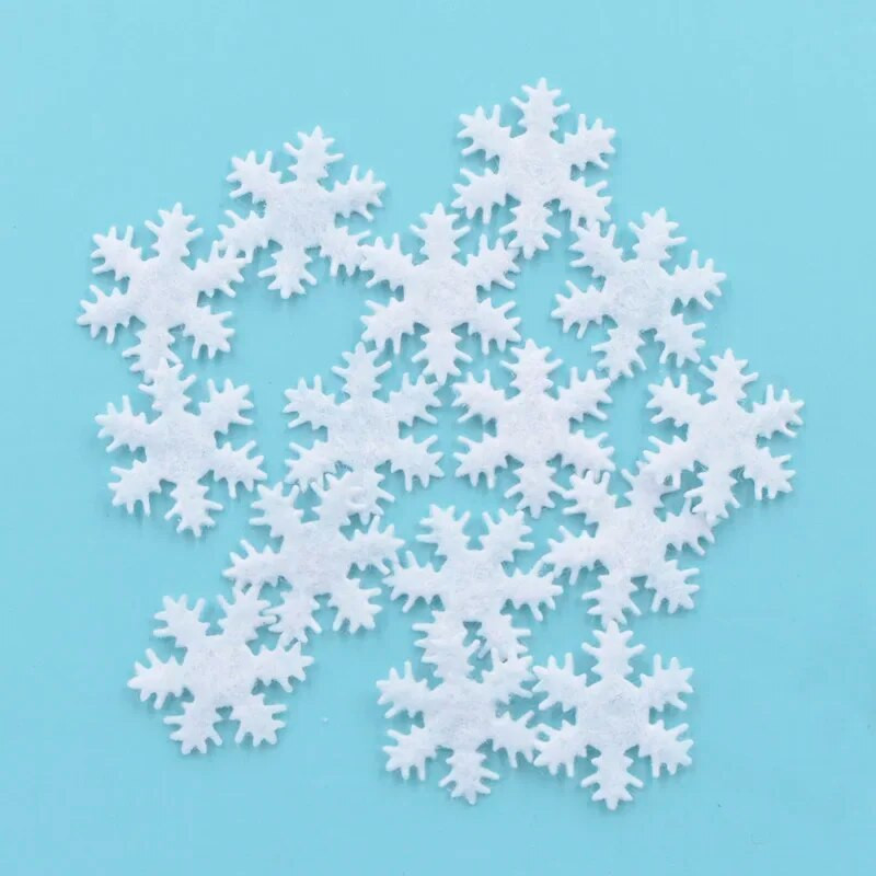 15/20/25/30/40 mm baltas neaustas sniegpārslu aplikācijas kāzām/ballītēm/Ziemassvētku dekoriem, koku rotājumiem, rokdarbiem, DIY aksesuāri