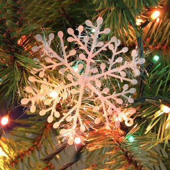 Новогодишни гирлянди Декорация на дома Големи коледни снежинки Орнаменти Коледно дърво Висящи бляскави снежни люспи Декорация Направи си сам