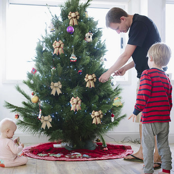 Χριστουγεννιάτικο δέντρο Topper Bow Knot For Home Χριστουγεννιάτικο δέντρο ανθεκτικό δώρο Δημιουργικό αυτοκίνητο καρό κόμπος Χριστουγεννιάτικο φιόγκο 2023 Πρωτοχρονιάτικα διακοσμητικά
