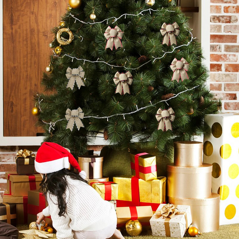 Karácsonyfa masnicsomó otthoni karácsonyfa tartós ajándék kreatív autós kockás csomó karácsonyi íj 2023 újévi díszek