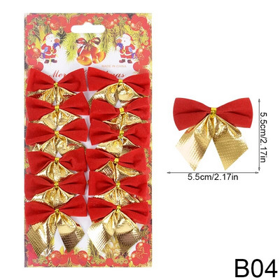 12 komada Sretan Božić Bow Decorations Božićno drvce Bowknot Privjesak Ukrasi za uređenje doma Nova godina Xmsa Party DIY Darovi pribor