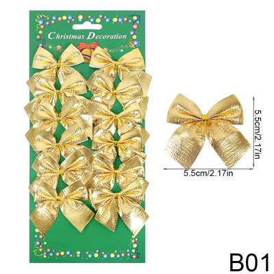 12 komada Sretan Božić Bow Decorations Božićno drvce Bowknot Privjesak Ukrasi za uređenje doma Nova godina Xmsa Party DIY Darovi pribor