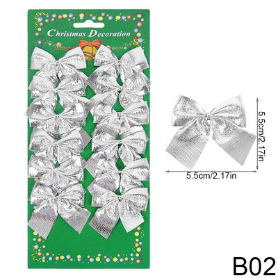 12 komada Sretan Božić Bow Decorations Božićno drvce Bowknot Privjesak Ukrasi za uređenje doma Nova godina Xmsa Party DIY Darovi pribor