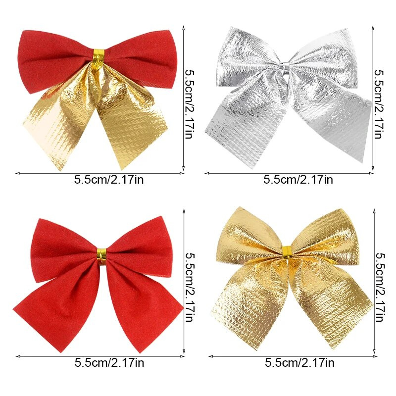 12 komada Sretan Božić Bow Decorations Božićno drvce Bowknot Privjesak Ukrasi za uređenje doma Nova godina Xmsa Party DIY Darovi pribor