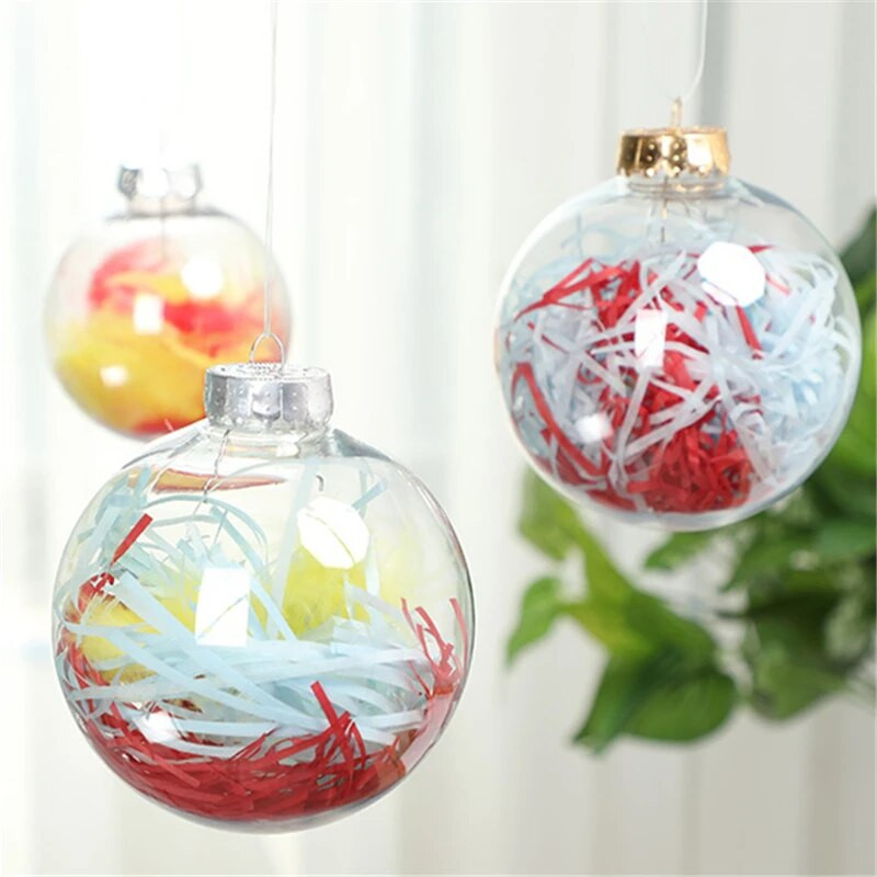 6-10 cm Ziemassvētku caurspīdīga bumbiņa, plastmasas pildāma baukstiņa Ziemassvētku eglītes iekarināmie rotājumi Ziemassvētku dekorēšanai kāzu ballīšu dāvanas