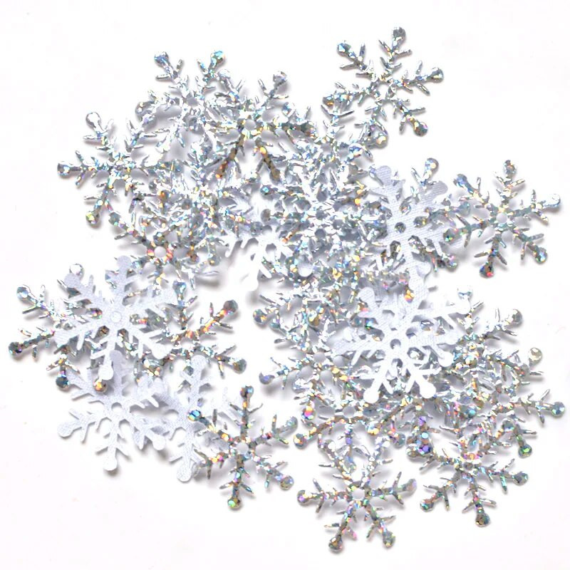 80 gab 25 mm sudraba sniegpārsliņu lāzera auduma aplikācijas Kāzu/ballīšu/vainagu/Ziemassvētku rotājumu rokdarbu, DIY aksesuāri