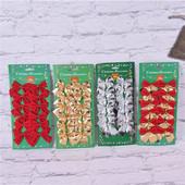 (12PCS) 6cm цветни декорации с лък Коледна елха Новогодишна празнична украса за парти Празнични консумативи decoracion arbol navidad