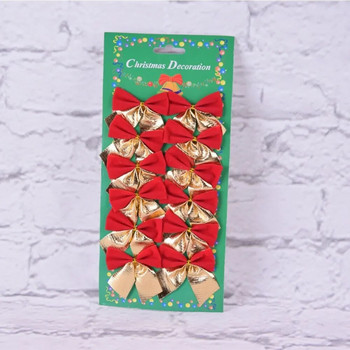 (12PCS) 6cm цветни декорации с лък Коледна елха Новогодишна празнична украса за парти Празнични консумативи decoracion arbol navidad