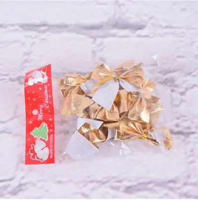 (12PCS) 6cm цветни декорации с лък Коледна елха Новогодишна празнична украса за парти Празнични консумативи decoracion arbol navidad