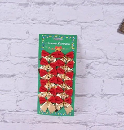 (12PCS) 6cm цветни декорации с лък Коледна елха Новогодишна празнична украса за парти Празнични консумативи decoracion arbol navidad