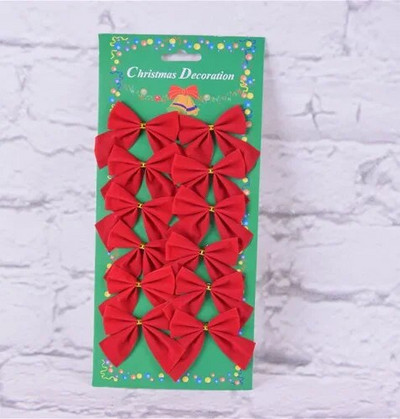 (12PCS) 6cm цветни декорации с лък Коледна елха Новогодишна празнична украса за парти Празнични консумативи decoracion arbol navidad