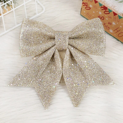 Jednodijelni veliki crveno-zlatni srebrni svjetlucavi božićni ukrasi od vrpce, mašna, božićno drvce, ručno izrađeni božićni ukrasi