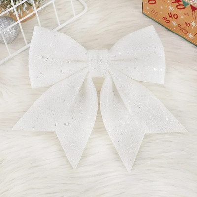 Jednodijelni veliki crveno-zlatni srebrni svjetlucavi božićni ukrasi od vrpce, mašna, božićno drvce, ručno izrađeni božićni ukrasi