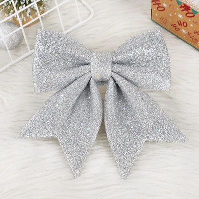 Jednodijelni veliki crveno-zlatni srebrni svjetlucavi božićni ukrasi od vrpce, mašna, božićno drvce, ručno izrađeni božićni ukrasi