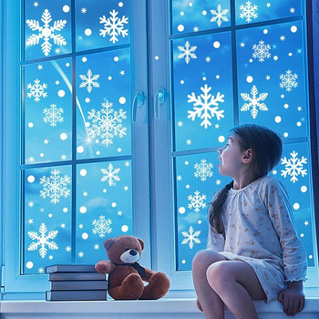 27 бр./компл. Весела Коледа Снежинка Стикер за прозорец Нова година Детска стая 2023 Коледни стикери за стена Декорация на домашни стикери