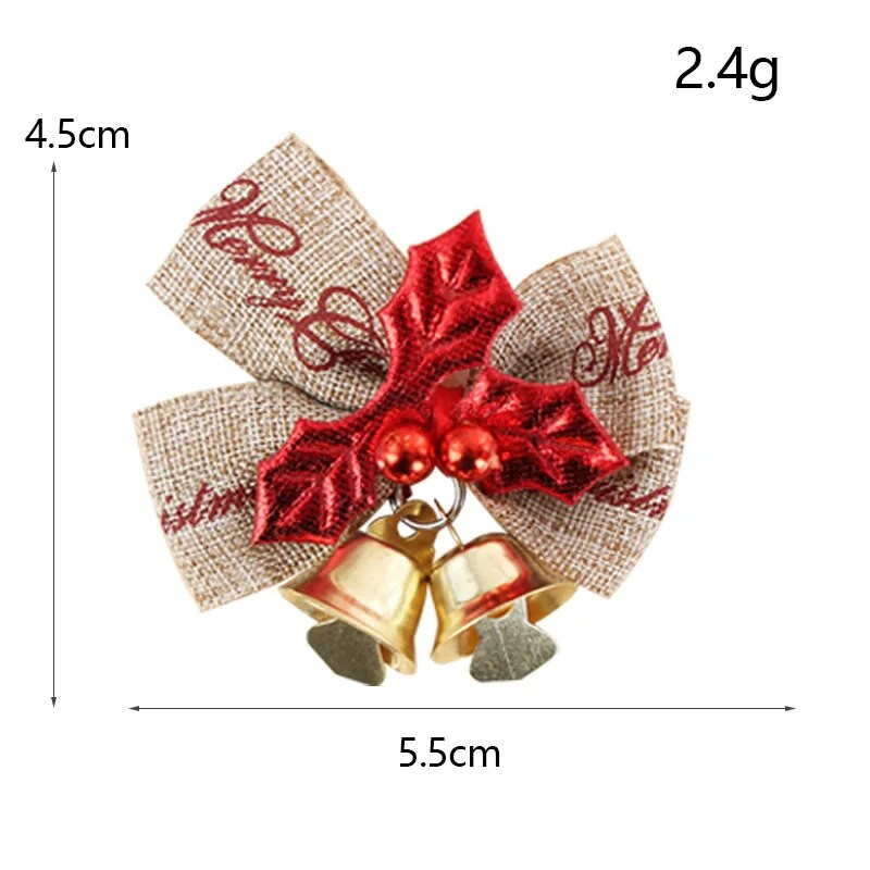 7 gab Ziemassvētku tauriņš ar zvaniņiem, ziedu vainagu kulonu rotājums, Ziemassvētku mini bowknot amatniecības dāvanu ornaments Ziemassvētku eglītes dekors