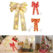 Božićna mašna s LED vrpcom Retro privjesak s mašnama Idealan za vrata Trijemove Božićna drvca Ograde za stepenice Zlatno Crveni Dekor