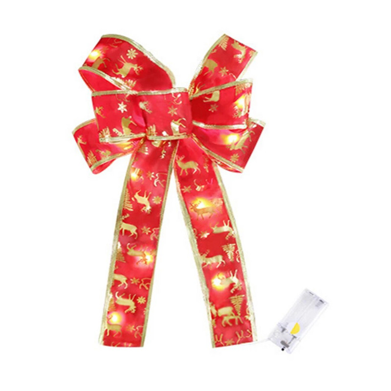 Božićna mašna s LED vrpcom Retro privjesak s mašnama Idealan za vrata Trijemove Božićna drvca Ograde za stepenice Zlatno Crveni Dekor