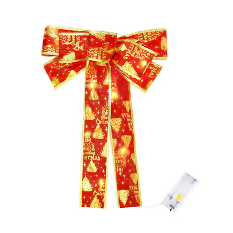 Božićna mašna s LED vrpcom Retro privjesak s mašnama Idealan za vrata Trijemove Božićna drvca Ograde za stepenice Zlatno Crveni Dekor