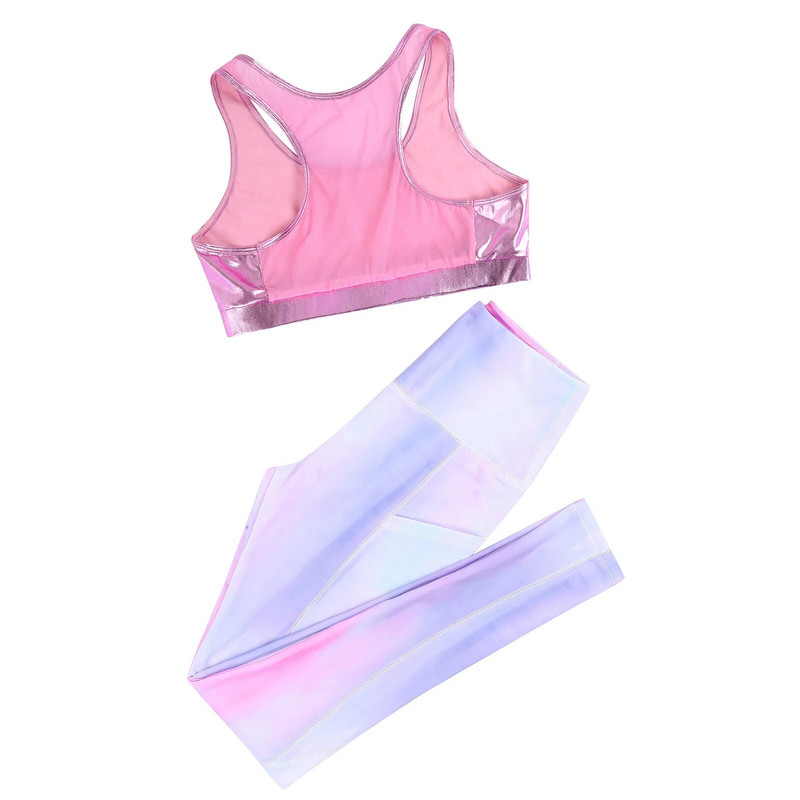 Ljetni ženski komplet odjeće za jogu s printom, bez rukava, s okruglim izrezom i mrežastim trkačkim leđima, bez podstavljenog gornjeg dijela i sportskih tajica