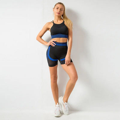 NCLAGEN Bešavno odijelo Set za jogu Ženski grudnjak Kratki fitnes Sportska odjeća 2-dijelna elastična mreža Odjeća za trčanje Sportska oprema za vježbanje