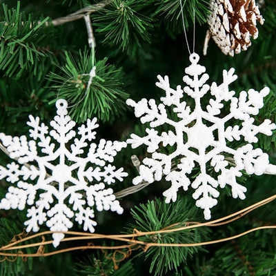 6 τμχ Πλαστικά Glitter Snow Flakes Στολίδια Χριστουγεννιάτικο Κρεμαστό Δέντρο Νιφάδα χιονιού για Χριστουγεννιάτικο Δέντρο Παράθυρο Διακόσμηση Αξεσουάρ πόρτας