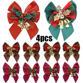 4/1gb Ziemassvētku rotājumi Mini zvana bantīšu kulons Ziemassvētku eglītes zvana loki DIY mājas ballīte Mājas dekorēšana Auduma bantīšu rokdarbi