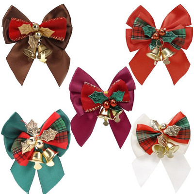 4/1gb Ziemassvētku rotājumi Mini zvana bantīšu kulons Ziemassvētku eglītes zvana loki DIY mājas ballīte Mājas dekorēšana Auduma bantīšu rokdarbi