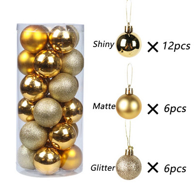 24 komada Sretna božićna kuglica 3/4 cm ukras za božićno drvce, privjesak, viseća zabava Dekoracija doma Novogodišnji dar 2022. bolas de navidad