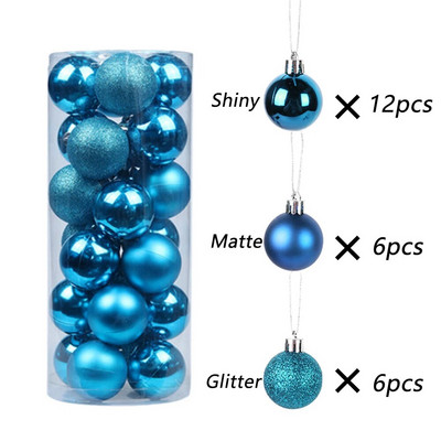 24 komada Sretna božićna kuglica 3/4 cm ukras za božićno drvce, privjesak, viseća zabava Dekoracija doma Novogodišnji dar 2022. bolas de navidad