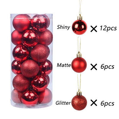 24 komada Sretna božićna kuglica 3/4 cm ukras za božićno drvce, privjesak, viseća zabava Dekoracija doma Novogodišnji dar 2022. bolas de navidad