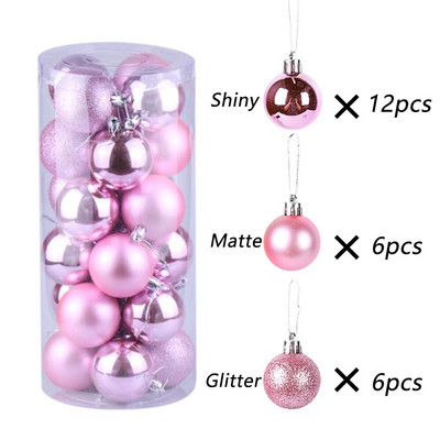 24 komada Sretna božićna kuglica 3/4 cm ukras za božićno drvce, privjesak, viseća zabava Dekoracija doma Novogodišnji dar 2022. bolas de navidad