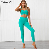 NCLAGEN 2020 Yoga Set Sportske tajice i gornji dio sklekova Ženska sportska odjeća 2-dijelna elastična trenirka Odjeća za fitness Odjeća za vježbanje