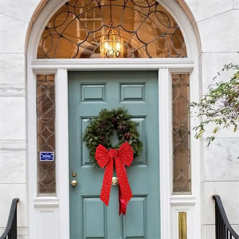 Velika božićna mašna od crvenog flanela Crveni pribor za ukrašavanje božićnog drvca Leptir mašna u više veličina Svadbena novogodišnja mašna