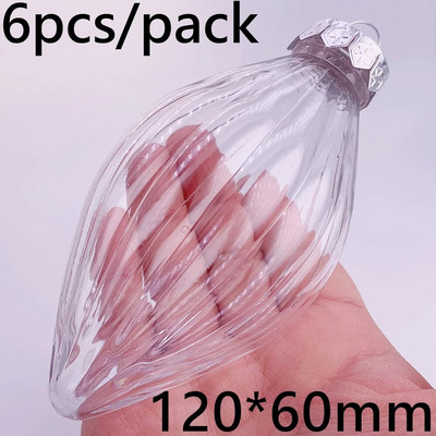 Akcija — 6 gab. — DIY, neplīstošs, caurspīdīgs mājas Ziemassvētku rotājums, bumbiņu rotājums 120*60 mm plastmasas piliens