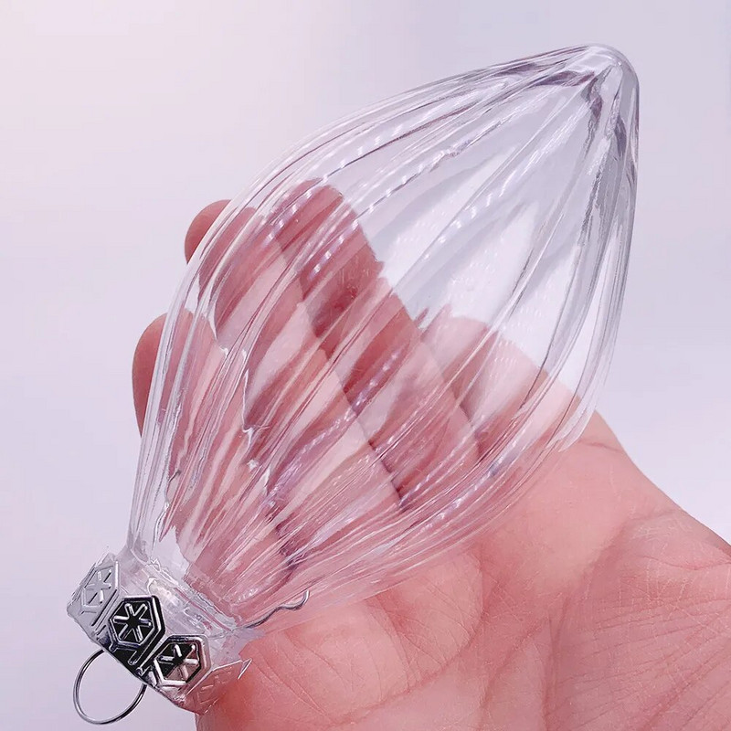 Akcija — 6 gab. — DIY, neplīstošs, caurspīdīgs mājas Ziemassvētku rotājums, bumbiņu rotājums 120*60 mm plastmasas piliens