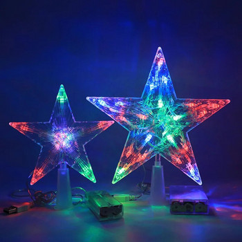 Коледни светодиодни прозрачни петолъчни звездни елхи Топери Весела коледна елха Декорации за дома Коледни орнаменти Navidad Подпори