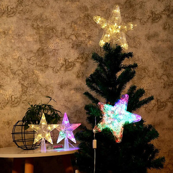 Χριστουγεννιάτικα LED διαφανή πεντάκτινα στολίδια για χαρούμενα χριστουγεννιάτικα δέντρα για χριστουγεννιάτικα στολίδια σπιτιού Navidad Props