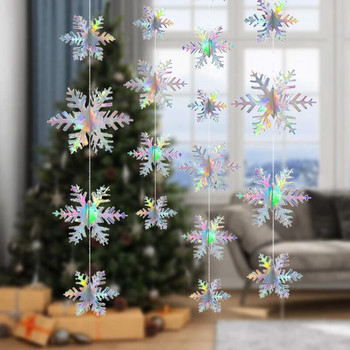 3M лазерни хартиени снежинки низ 3D картонена снежинка висулка гирлянда прозорци таван Висящи орнаменти коледно парти декор