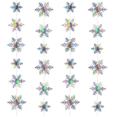 3M lézerpapír hópelyhek zsinór 3D karton hópehely medál füzér ablak mennyezet függő díszek karácsonyi parti dekoráció