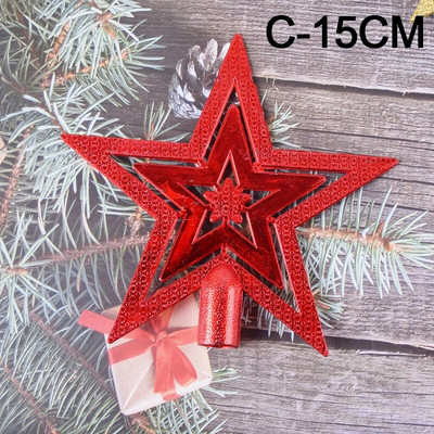1 gab Zelts Sudraba Sarkana Zvaigzne Ziemassvētku eglīte Top Zvaigzne 3D Piecpunktu Zvaigzne Ziemassvētku Mājas Galda virsma Ziemassvētku Dekorācija Priecīgus Ziemassvētkus