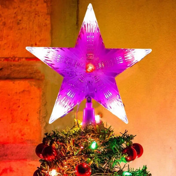 Χριστουγεννιάτικο Star Tree Topper Lights LED Λαμπερό φωτιστικό με αστέρι Αφρώδη νυχτερινό φως Χριστουγεννιάτικο δέντρο Κορυφαία στολίδια Πρωτοχρονιάτικο ντεκόρ για πάρτι στο σπίτι