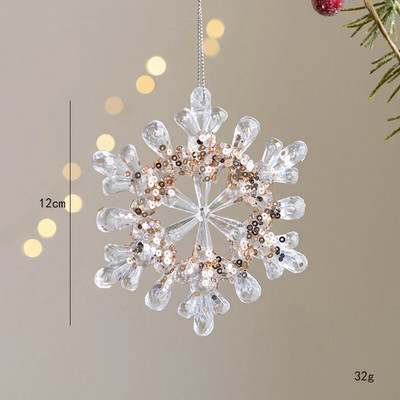 Božićni ukrasi Snježna pahulja Ljepljive ružičaste šljokice Akrilni privjesak Božićno drvce Viseći ukras Sretan Božić Sretna Nova godina