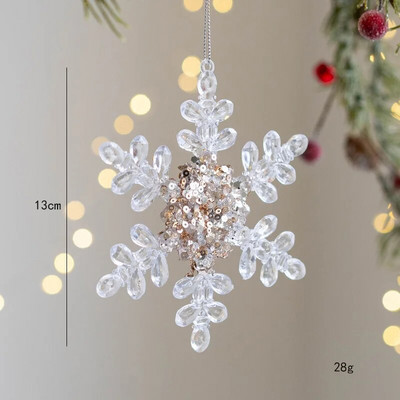 Božićni ukrasi Snježna pahulja Ljepljive ružičaste šljokice Akrilni privjesak Božićno drvce Viseći ukras Sretan Božić Sretna Nova godina