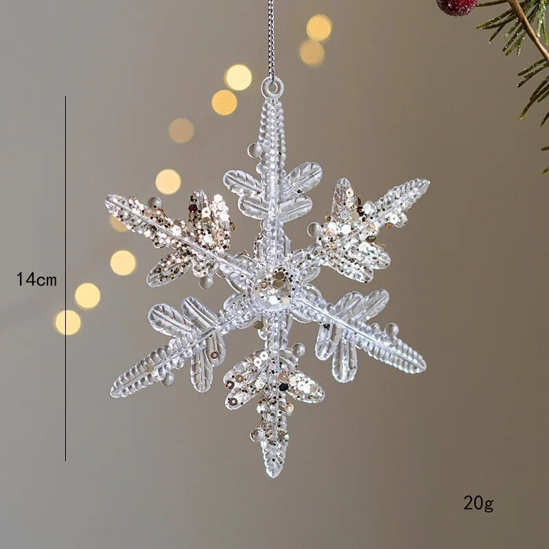 Božićni ukrasi Snježna pahulja Ljepljive ružičaste šljokice Akrilni privjesak Božićno drvce Viseći ukras Sretan Božić Sretna Nova godina