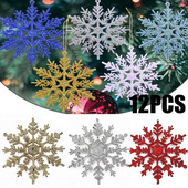 12 komada Snježna pahuljica Potrepštine za zabavu Dekorativni ukrasi Božićni ukrasi Božićna pahuljica Zlatni prah Plastični 24 komada 10 cm snijeg