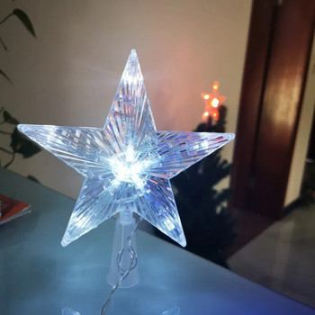 Χριστουγεννιάτικο δέντρο LED με πέντε άκρες 15cm/23cm Διακόσμηση LED για Χριστουγεννιάτικα Διαφανή στολίδια 2023 Χριστουγέννων