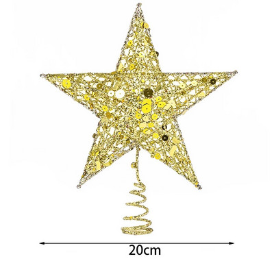 1Gb. Priecīgus Ziemassvētku Zvaigznes Ziemassvētku eglīšu galotņu rotājumi Zelta sudraba sarkanā krāsā 3D Metāla zvaigžņu egles dekors Ziemassvētku ballītes rotājums