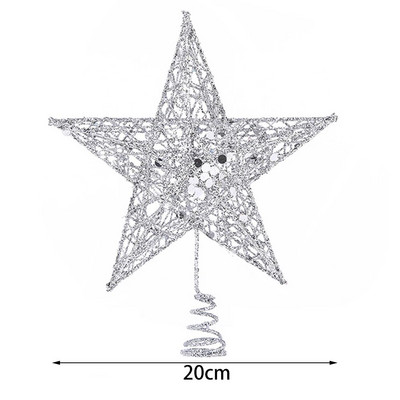 1Gb. Priecīgus Ziemassvētku Zvaigznes Ziemassvētku eglīšu galotņu rotājumi Zelta sudraba sarkanā krāsā 3D Metāla zvaigžņu egles dekors Ziemassvētku ballītes rotājums