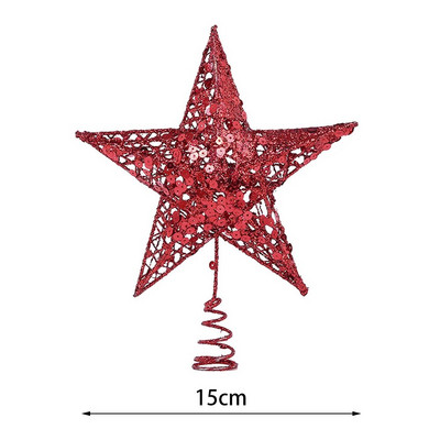 1Gb. Priecīgus Ziemassvētku Zvaigznes Ziemassvētku eglīšu galotņu rotājumi Zelta sudraba sarkanā krāsā 3D Metāla zvaigžņu egles dekors Ziemassvētku ballītes rotājums